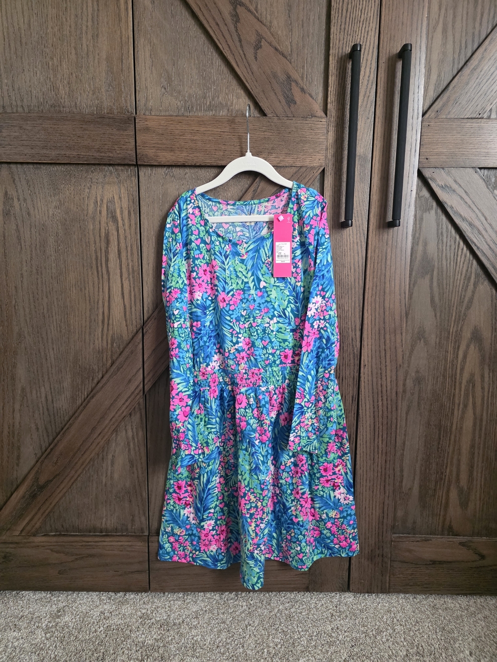 NWT Lilly Pulitzer Blue & Pink Floral Long Sleeve Girls Dress